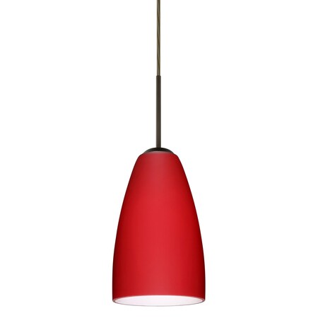Besa Lighting Riva 9 Cord Pendant, Ruby Matte, Bronze Finish, 1x75W Incandescent 1JT-1511RM-BR
